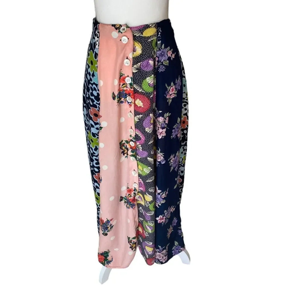 JouJou Journey Patchwork Quilt Long Boho Skirt Sz 6 NWOT